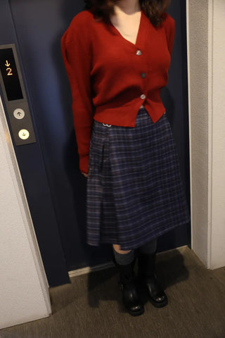 check pleated skirt