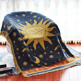 Celestial Sun and Moon Woven Blanket