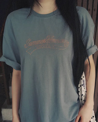 Lettering print short-sleeved T-shirt