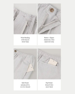 [2 colors] Cool Than Stripe Banding Pants