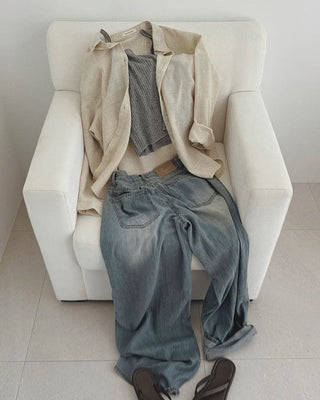 [Length selectable] Slow & Susie Chemistry Summer Wide Denim Pants