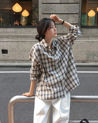 Loose check shirt