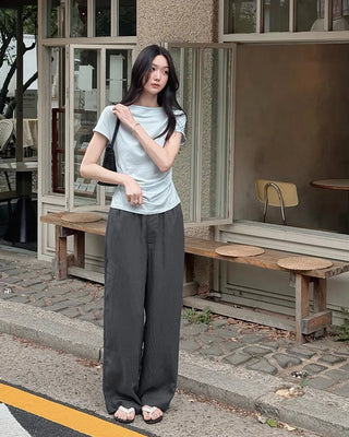 [2 colors] Cool Than Stripe Banding Pants