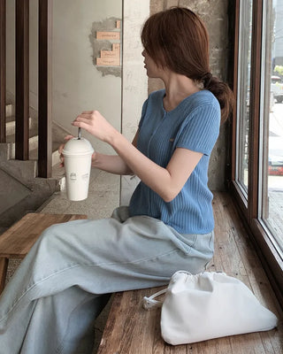 Real wide-leg denim pants