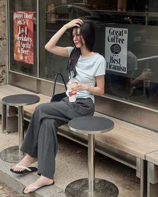[2 colors] Cool Than Stripe Banding Pants