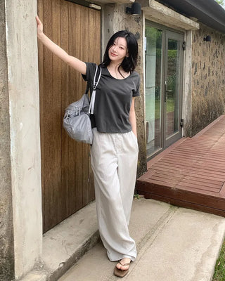 [2 colors] Cool Than Stripe Banding Pants
