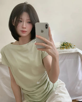 Wrap Drape Pintuck T-Shirt