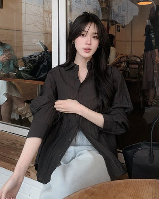 Pleated wrinkle shirt