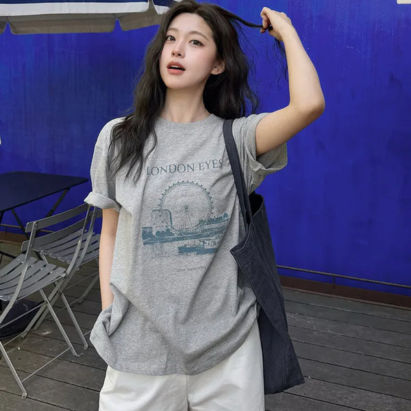 [4 colors] London Eye Pigment T-shirt