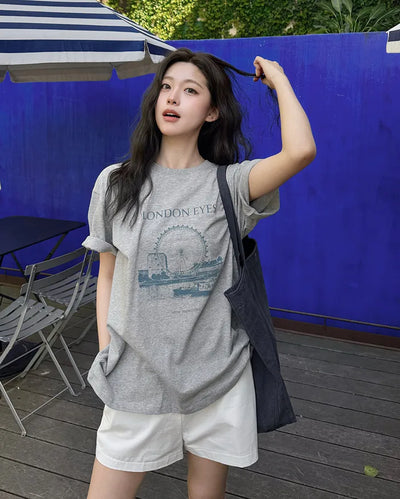 [4 colors] London Eye Pigment T-shirt