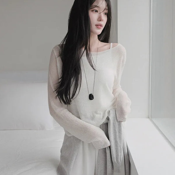 [5 colors] Boat neck knit