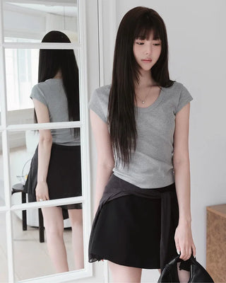 [2 colors] Wrap Culotte Pants