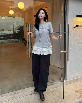[4 colors] Cargo pants with elastic waistband