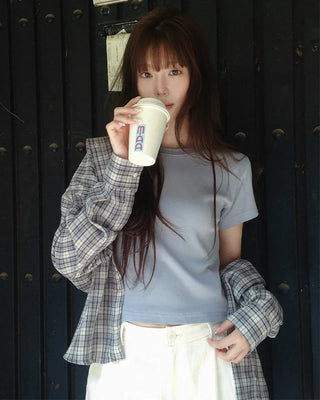 [3 colors] Cool Summer Check Shirt
