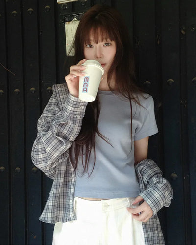 [3 colors] Cool Summer Check Shirt