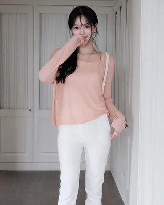 [5 colors] Boat neck knit