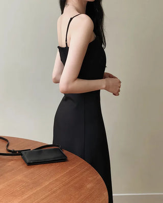 Shirred simple long dress