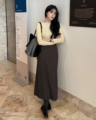 Diagonal stripe midi skirt