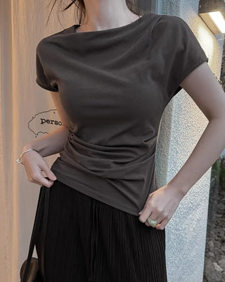 Wrap Drape Pintuck T-Shirt