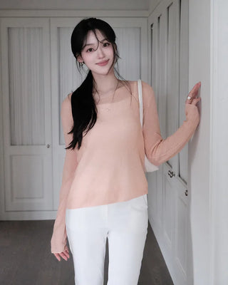 [5 colors] Boat neck knit