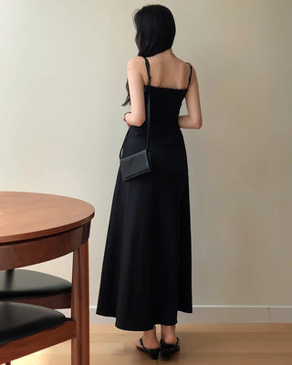 Shirred simple long dress