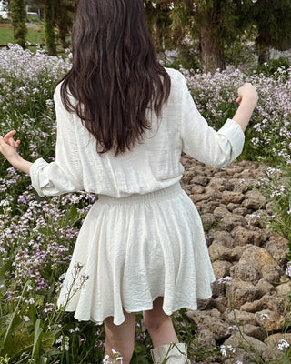 Double-breasted flared shirt dress