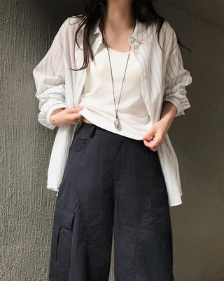 [3 colors] Striped shirt