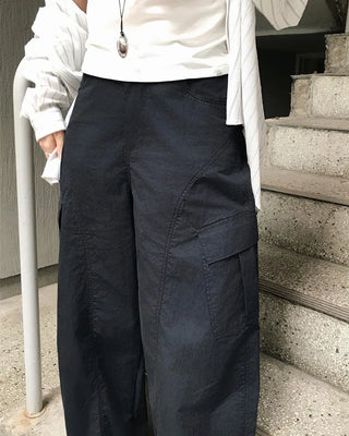[4 colors] Cargo pants with elastic waistband