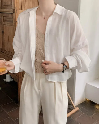 [6 colors] Fly Summer Button-Down Linen Shirt
