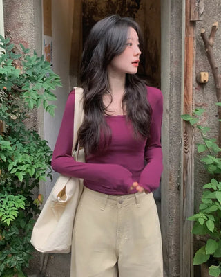 Wide Neck Soft T-Shirt with Built-in Bra
