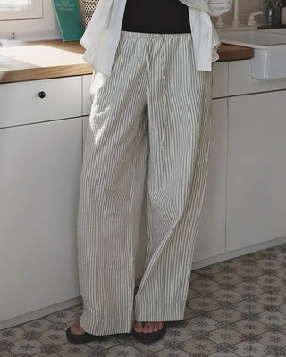 Striped elastic waist pants