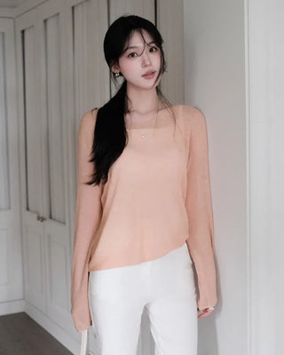 [5 colors] Boat neck knit