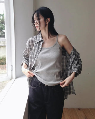 [3 colors] Cool Summer Check Shirt