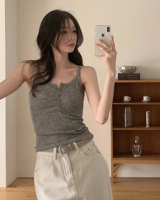 Layered slim-fit button-up knit