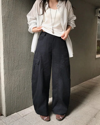 [4 colors] Cargo pants with elastic waistband