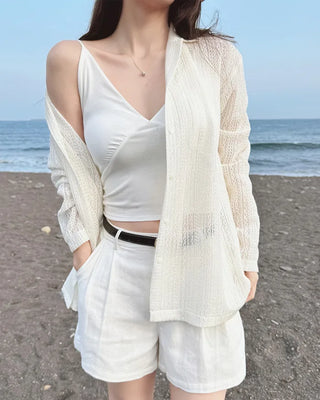 Summer perforated knit jacket