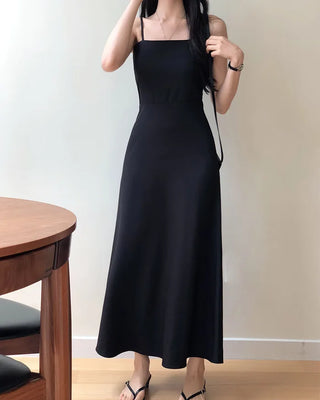 Shirred simple long dress