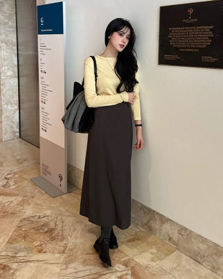 Diagonal stripe midi skirt