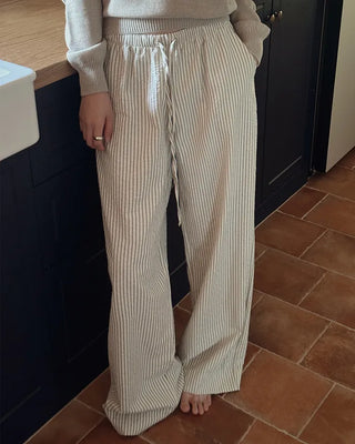 Striped elastic waist pants