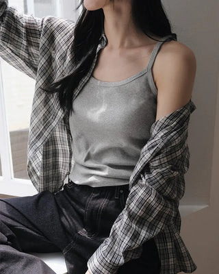 [3 colors] Cool Summer Check Shirt