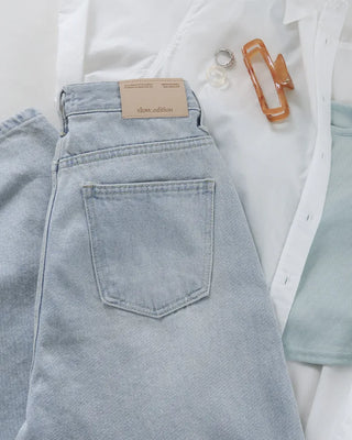 Light wide denim pants