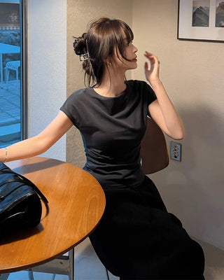 Wrap Drape Pintuck T-Shirt