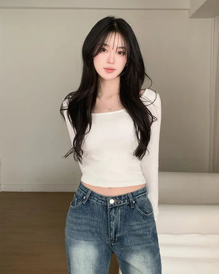 Wide Neck Soft T-Shirt with Built-in Bra