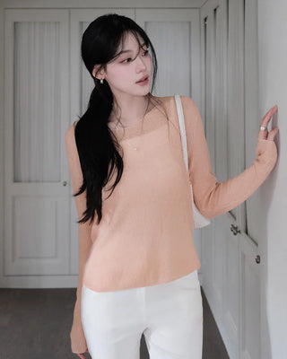 [5 colors] Boat neck knit