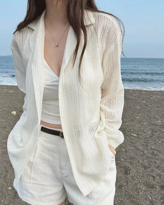 Summer perforated knit jacket