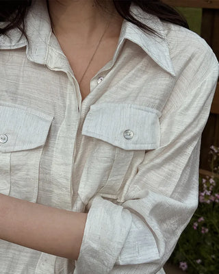 Double-breasted flared shirt dress