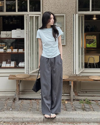 Wrap Drape Pintuck T-Shirt