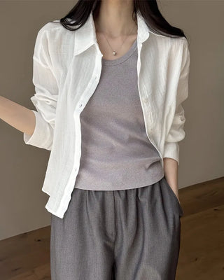 [3 colors] Semi-Cropped Shirt