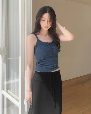 Layered slim-fit button-up knit