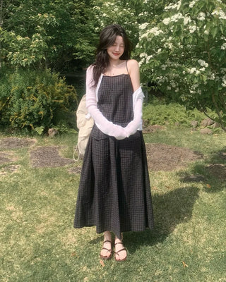 Mini check bustier long dress